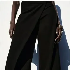 *NWT* ZARA WIDE LEG PAREO PANTS IN BLACK